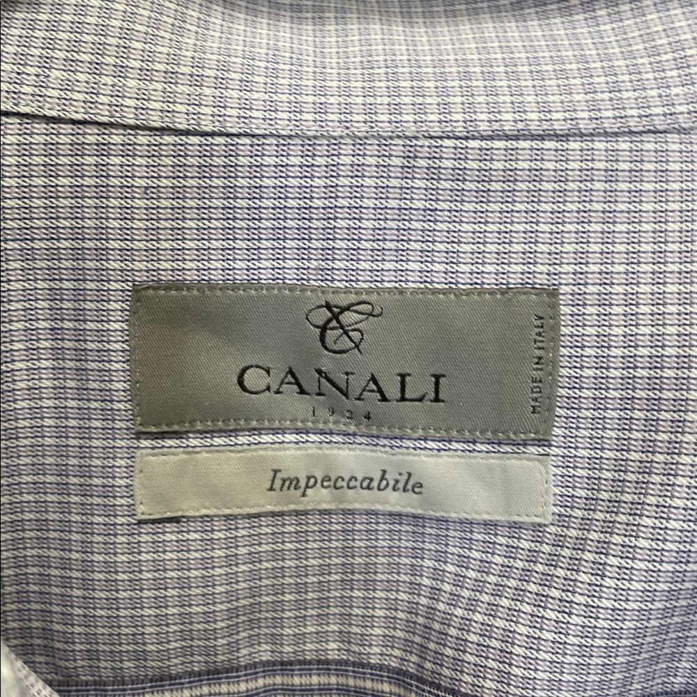 Canali - Button Down Impeccabile Dress Shirt - Blue / White - L - Picture 3 of 12